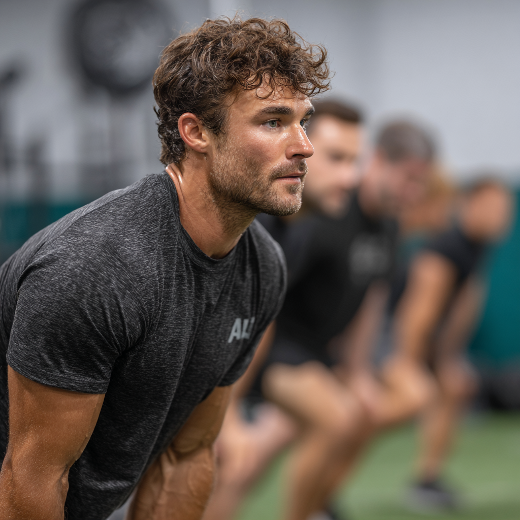 Focused athlete training with determination and proper form demonstrating our systematic approach to physical development